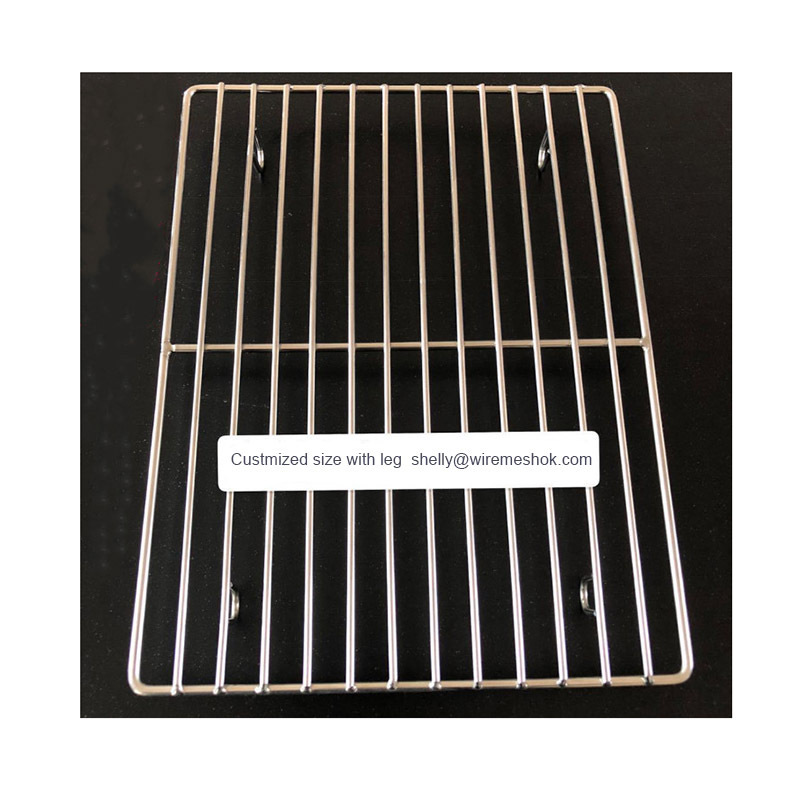 Copper rectangular stainless steel metal round wire bbq grill mesh net tray for food