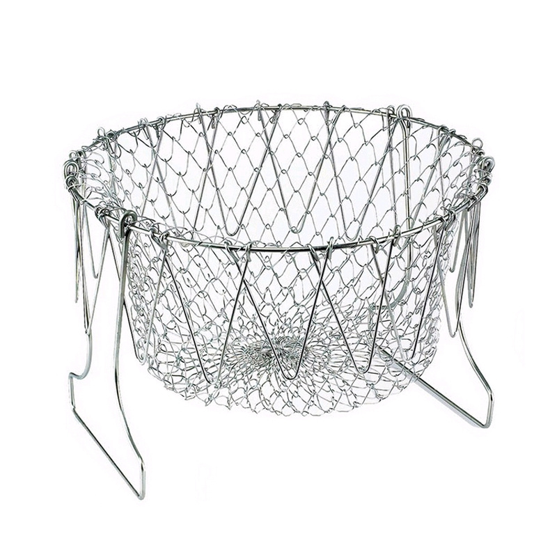 Stainless Steel Chef Basket / Kitchen Foldable Fry Basket