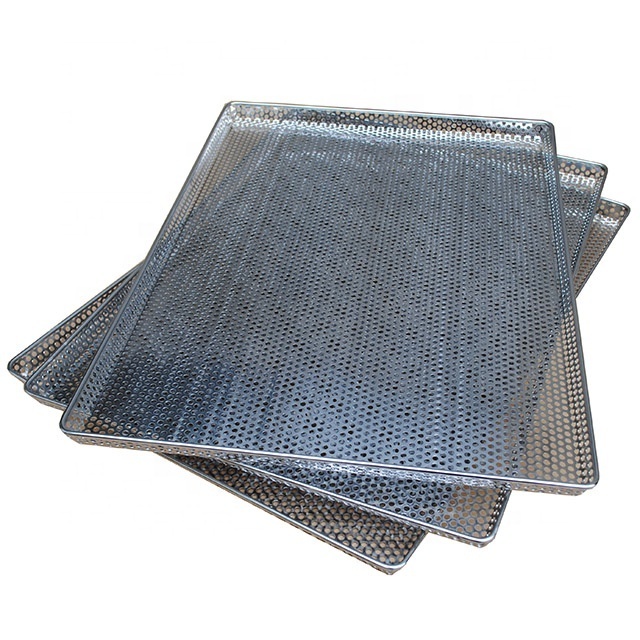 customized Food Grade Stainless Steel 304 316  Metal Perforated Punching Tray for Serving Bread Baking  and drying machine