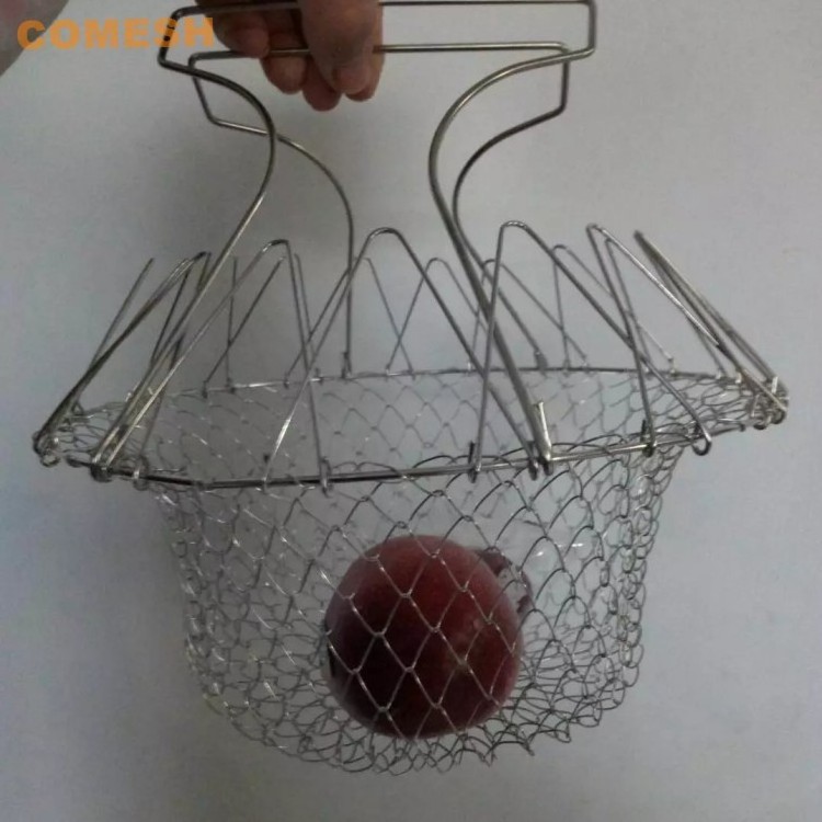 Food Grade Stainless Steel Wire Mesh Foldable Fry Basket