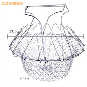 Food Grade Stainless Steel Wire Mesh Foldable Fry Basket