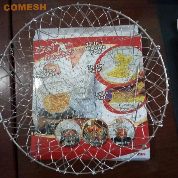 Food Grade Stainless Steel Wire Mesh Foldable Fry Basket