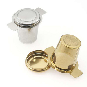 Wholesale  Customized Logo Stainless Steel Gold Silver Tea Infuser / Loose Leaf Tea Strainer with Lid and Handle