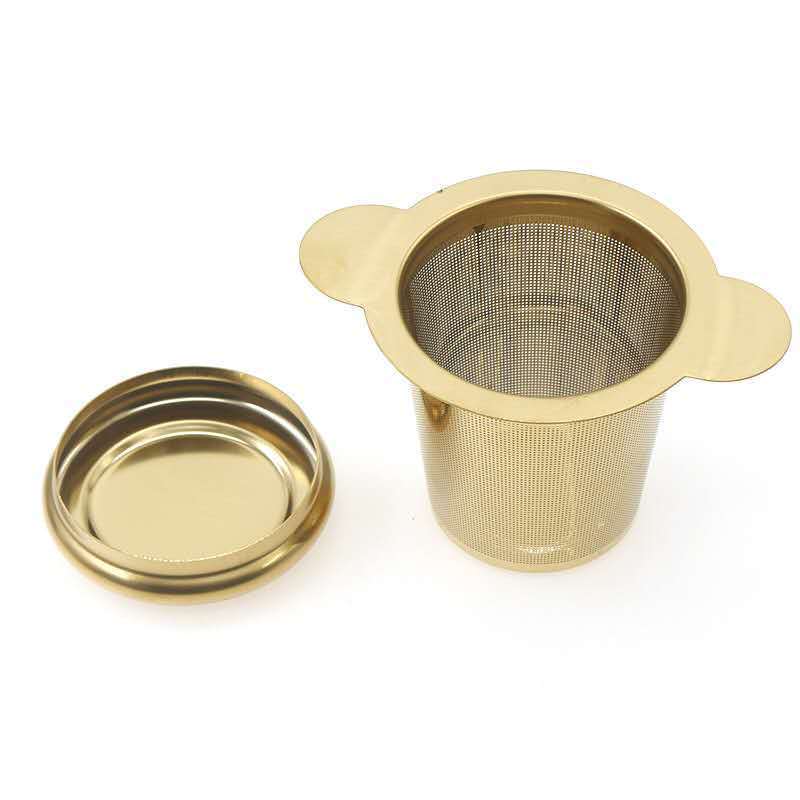 Wholesale  Customized Logo Stainless Steel Gold Silver Tea Infuser / Loose Leaf Tea Strainer with Lid and Handle