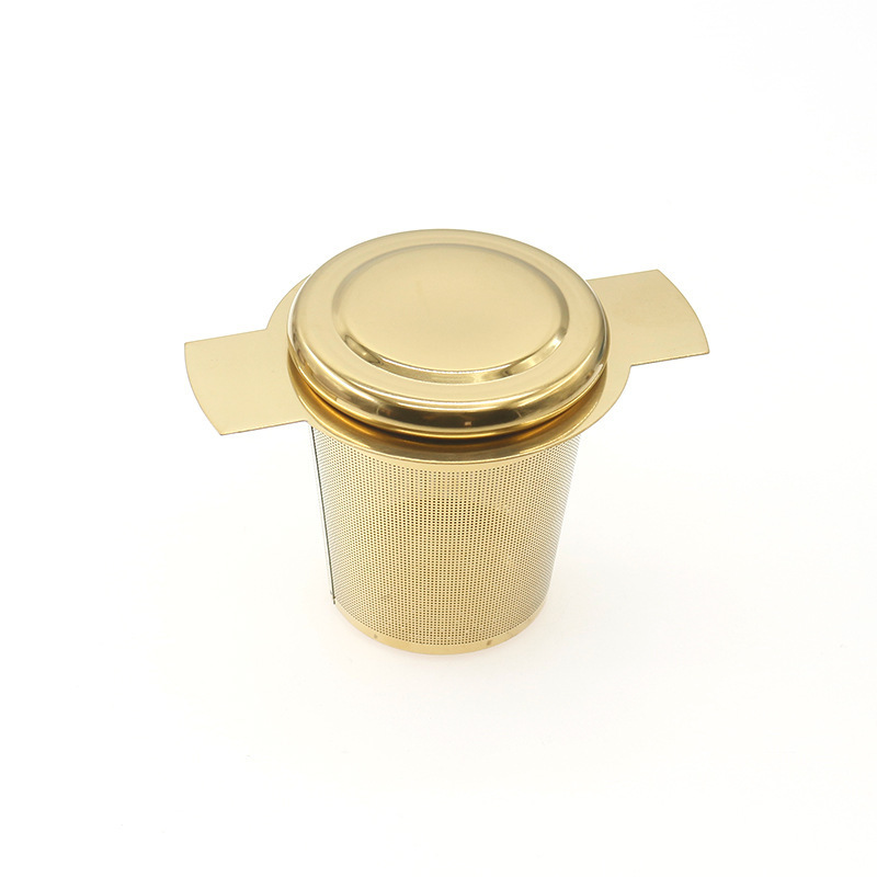 Wholesale  Customized Logo Stainless Steel Gold Silver Tea Infuser / Loose Leaf Tea Strainer with Lid and Handle