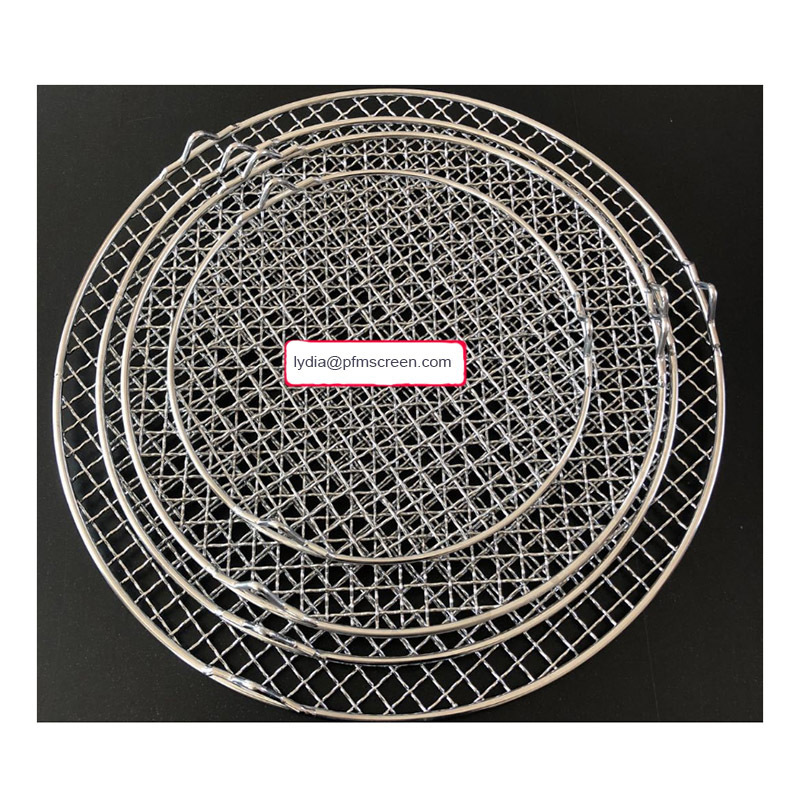 Copper rectangular stainless steel metal round wire bbq grill mesh net tray for food