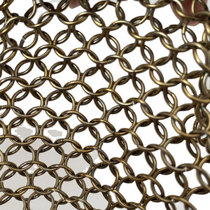 Stainless Steel Scrubber Copper Brass Chain Mail Decorative Ring Circle Metal Mesh Coil Drapery Curtain Sheet Wall