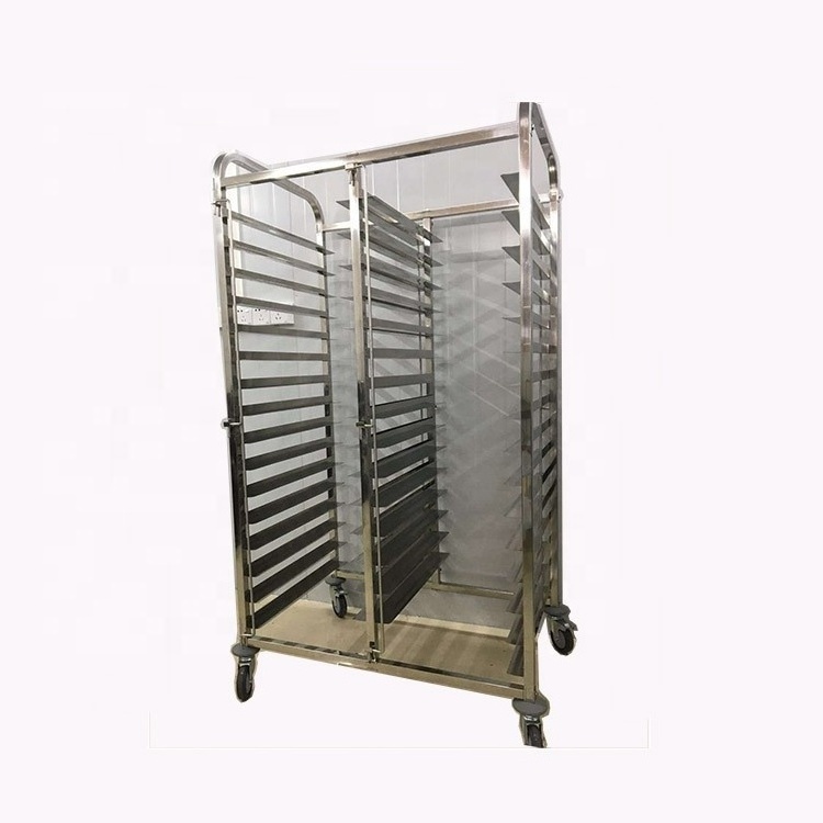 OEM 40*60 cm Baking Oven Trays Trolley Stainless Steel Bread pan Cooler Bakery Tray Rack Trolley with wheel