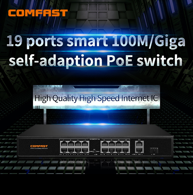 Comfast intelligent 10/100Mbps poe switch 19 port Industrial smart switch dahua poe switch