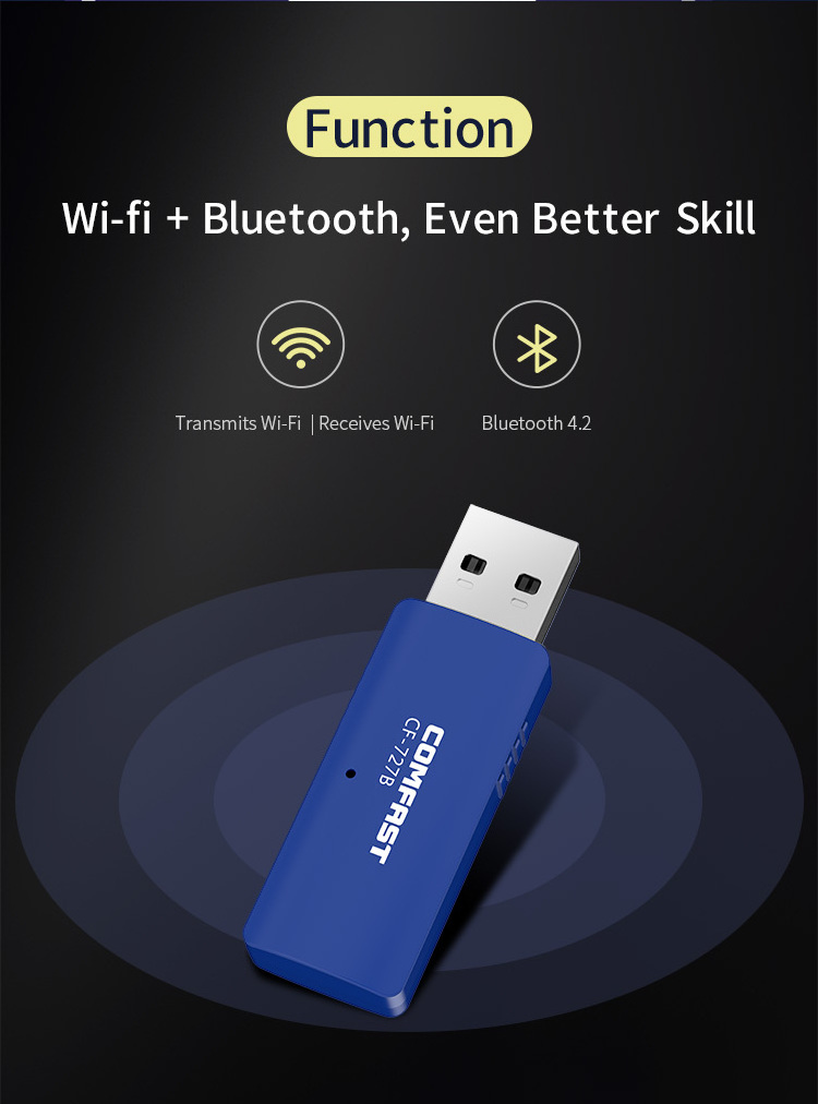 High Performance COMFAST CF-727B RTL8822BU Support WPA2 Wifi Dongle Bluetooth4.2 2dBi Antenna 1300Mbps USB Wifi Adapter