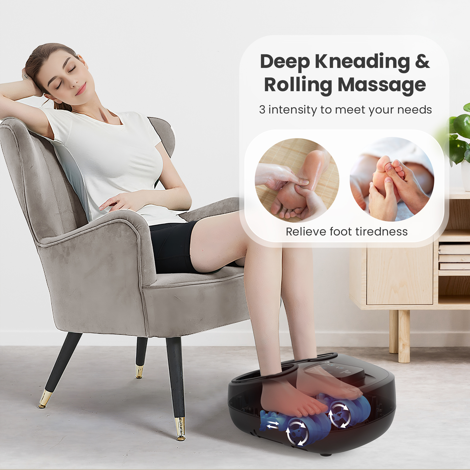 Air Compression kneading heating foot massage with remote controller  foot massage ball bearing massager