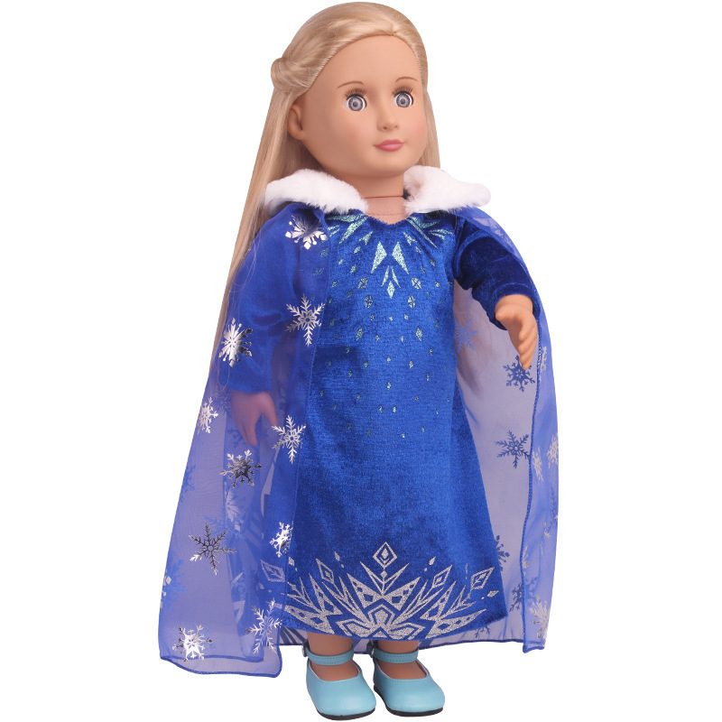 18 Inch American Doll Girls Skirt Blue Snow Princess Dress Elsa Costume Newborn Baby Toys Accessories 43 Cm Boy Dolls Gift c853