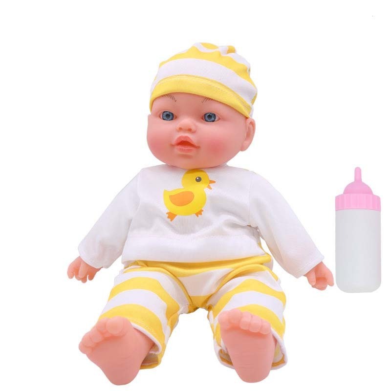 Children simulation doll with bottle soft glue baby sleep baby can talk smart doll cloth change