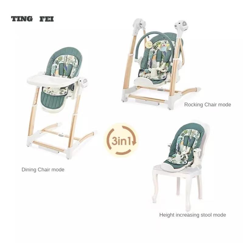 3 in1 Coax Artifact Dining Chair Baby Folding Smart Electric Baby Rocking Chair  Swings 0-6 Years Old