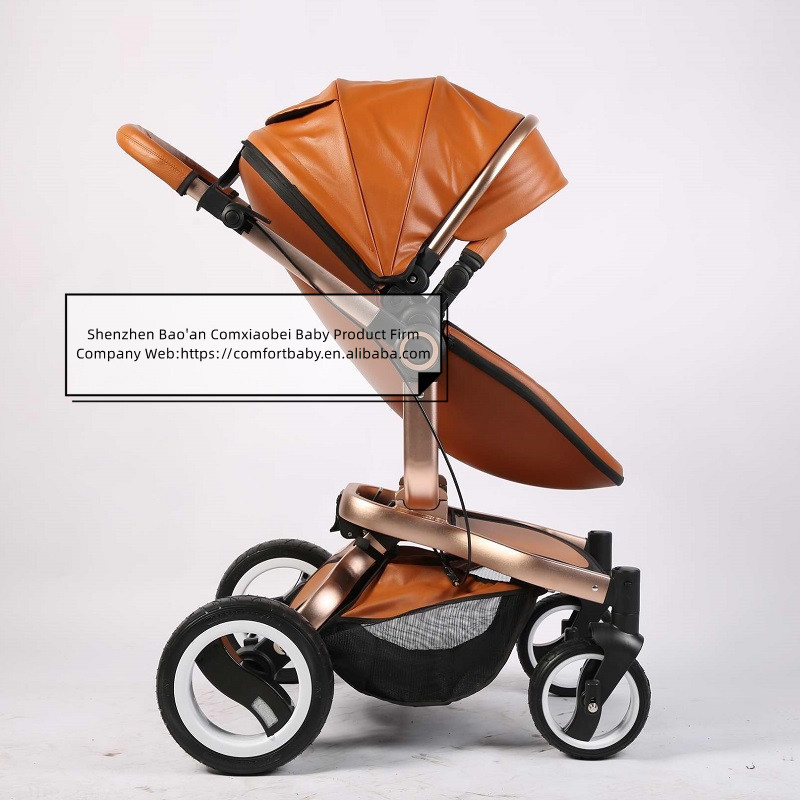 Brand Newborn Luxury Pram Babyfond High landscape Baby Stroller PU Leather Two-Way Push Baby Stroller