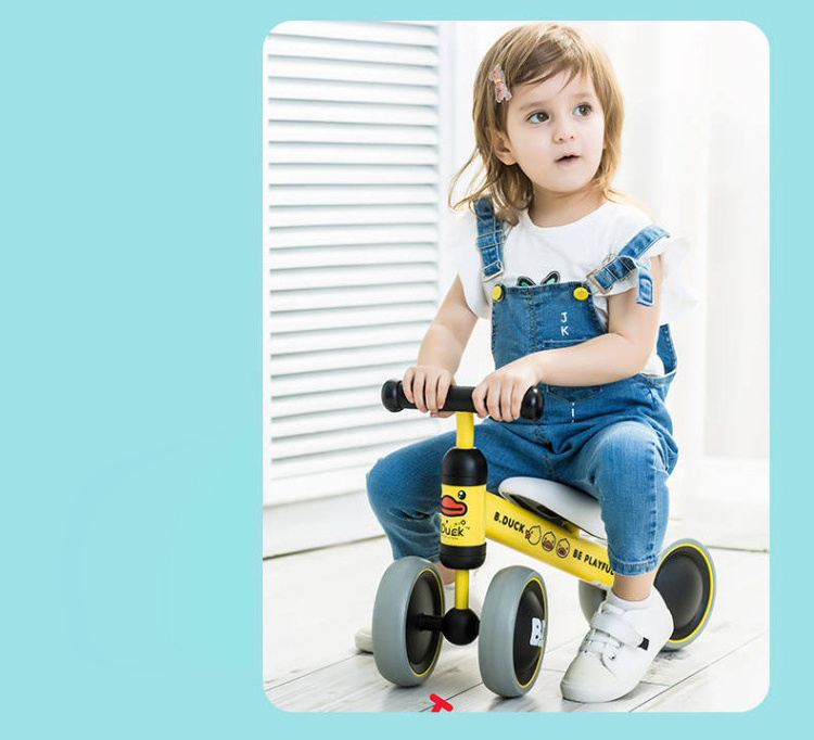 Best-selling cycling outdoor sports children's balance car cute little yellow duck children's scooter four wheel baby walker