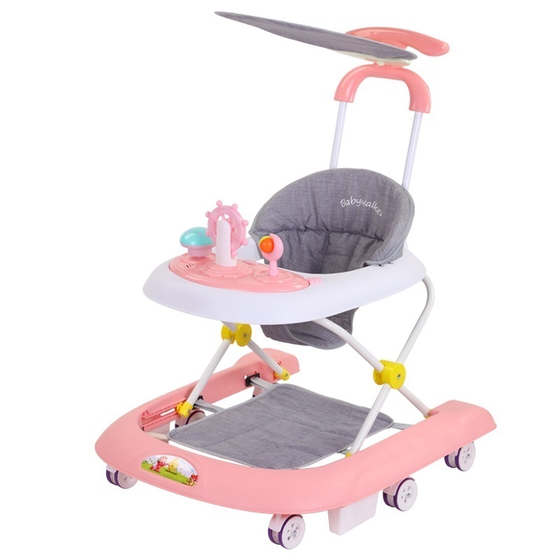 Wholesale baby Walkers Prevent O-legs 2-in-1 multifunction with awning 5-speed height adjustment with music baby walkers