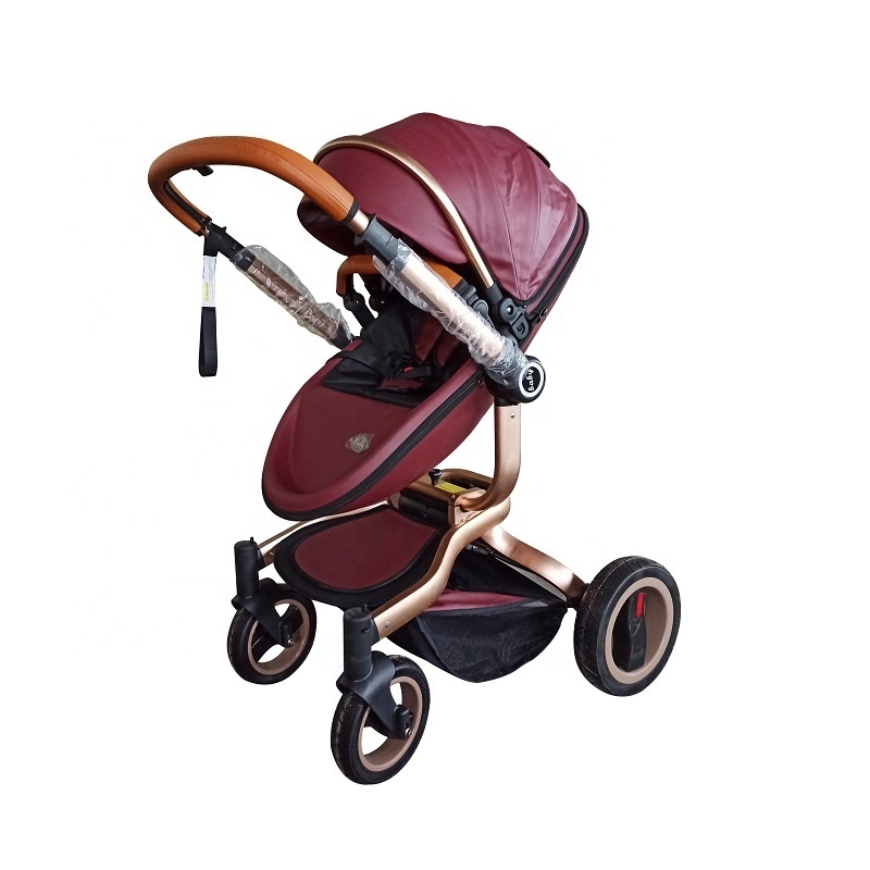 Brand Newborn Luxury Pram Babyfond High landscape Baby Stroller PU Leather Two-Way Push Baby Stroller