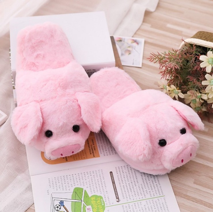 Winter Women Warm Indoor Slippers Lady Fashion Cute Pink Pig Women's Soft Fluffy Plush Slipper Woman Comfort Casual Female Shoes