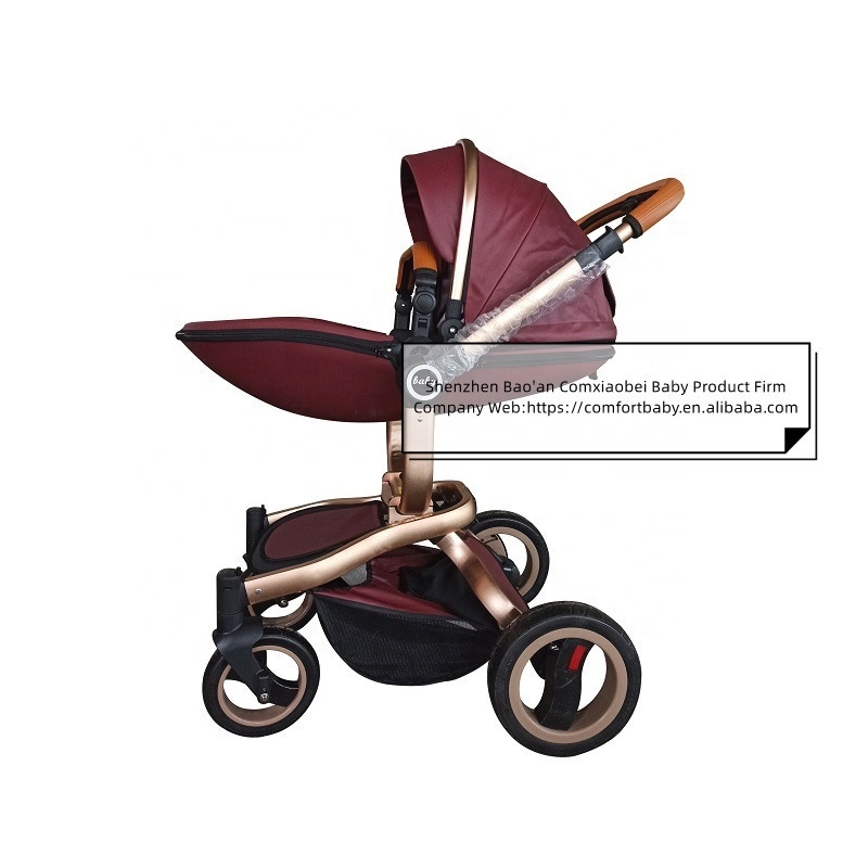 Brand Newborn Luxury Pram Babyfond High landscape Baby Stroller PU Leather Two-Way Push Baby Stroller