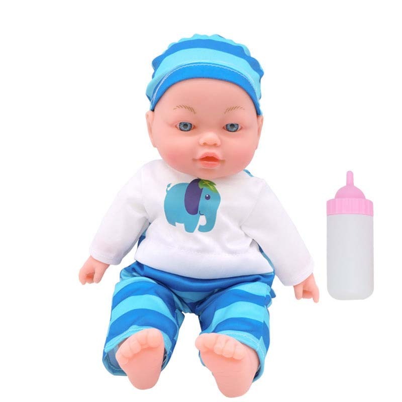 Children simulation doll with bottle soft glue baby sleep baby can talk smart doll cloth change