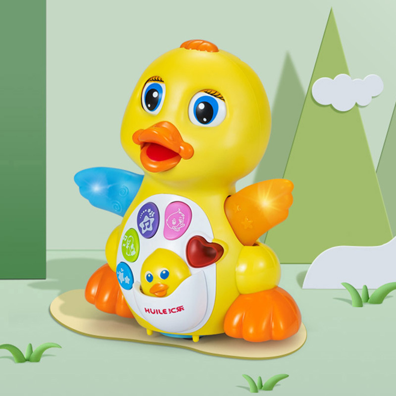 Toy little duck swing baby music electric puzzle running and dancing big yellow duck