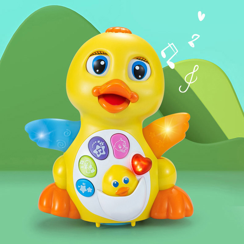 Toy little duck swing baby music electric puzzle running and dancing big yellow duck