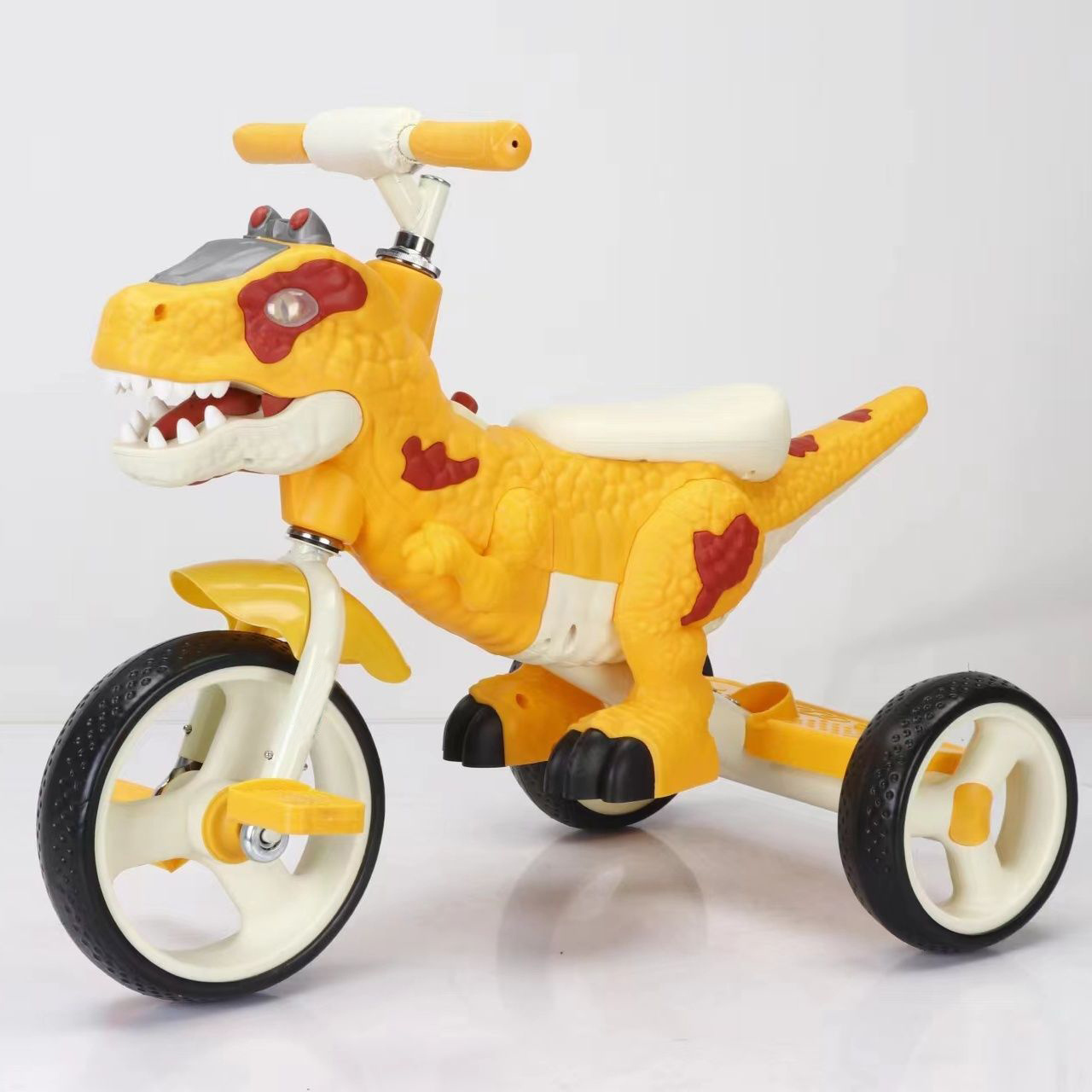 Customizable children's dinosaur balance tricycle with music lights anti-rollover baby pedal toy