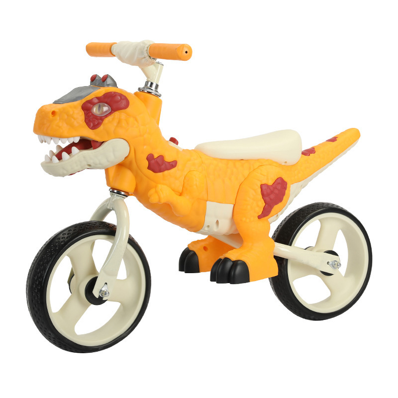 Customizable children's dinosaur balance tricycle with music lights anti-rollover baby pedal toy