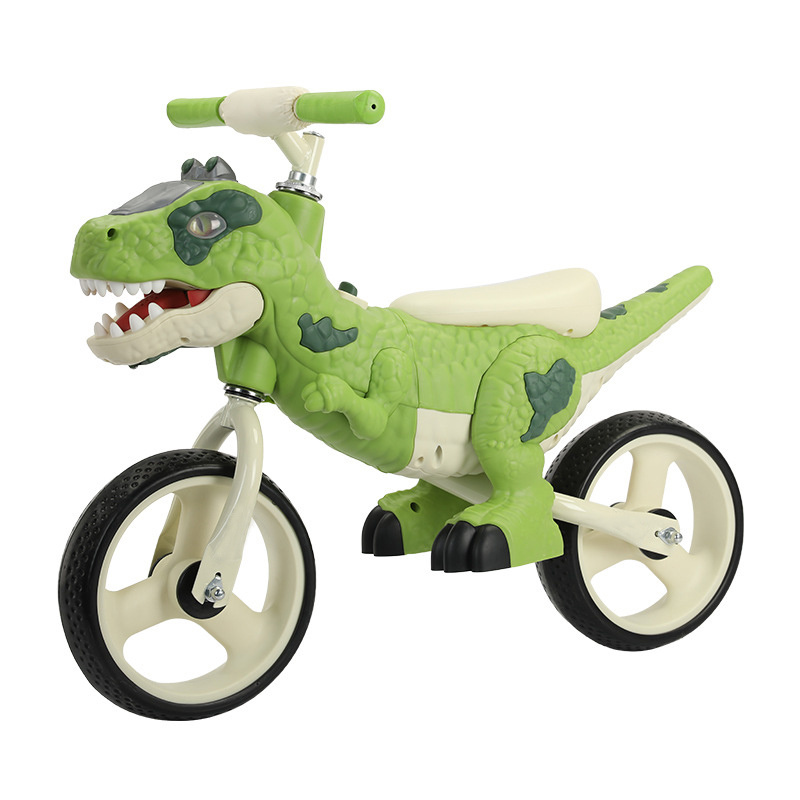 Customizable children's dinosaur balance tricycle with music lights anti-rollover baby pedal toy