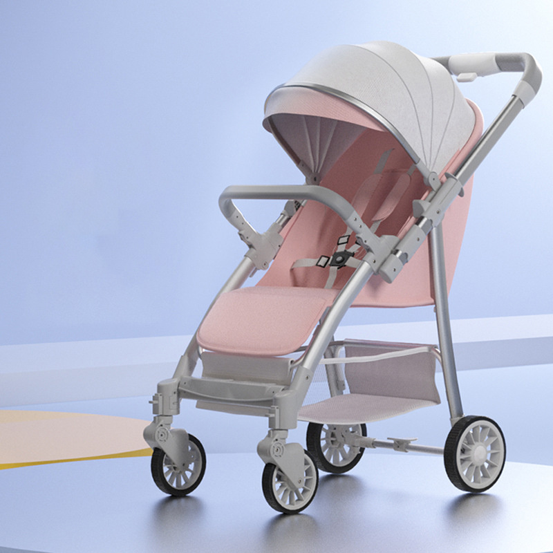 Portable baby stroller Portable and easy to fold shock absorbent bidirectional can sit and lie umbrella car baby walking device