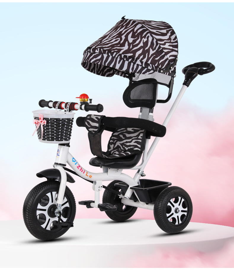 New foldable pedal tricycle with cover 1-3-6 Children's tricycle can be customized LOGO hand-pushed children's tricycle