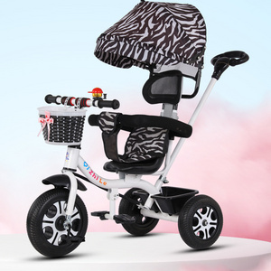 New foldable pedal tricycle with cover 1-3-6 Children's tricycle can be customized LOGO hand-pushed children's tricycle