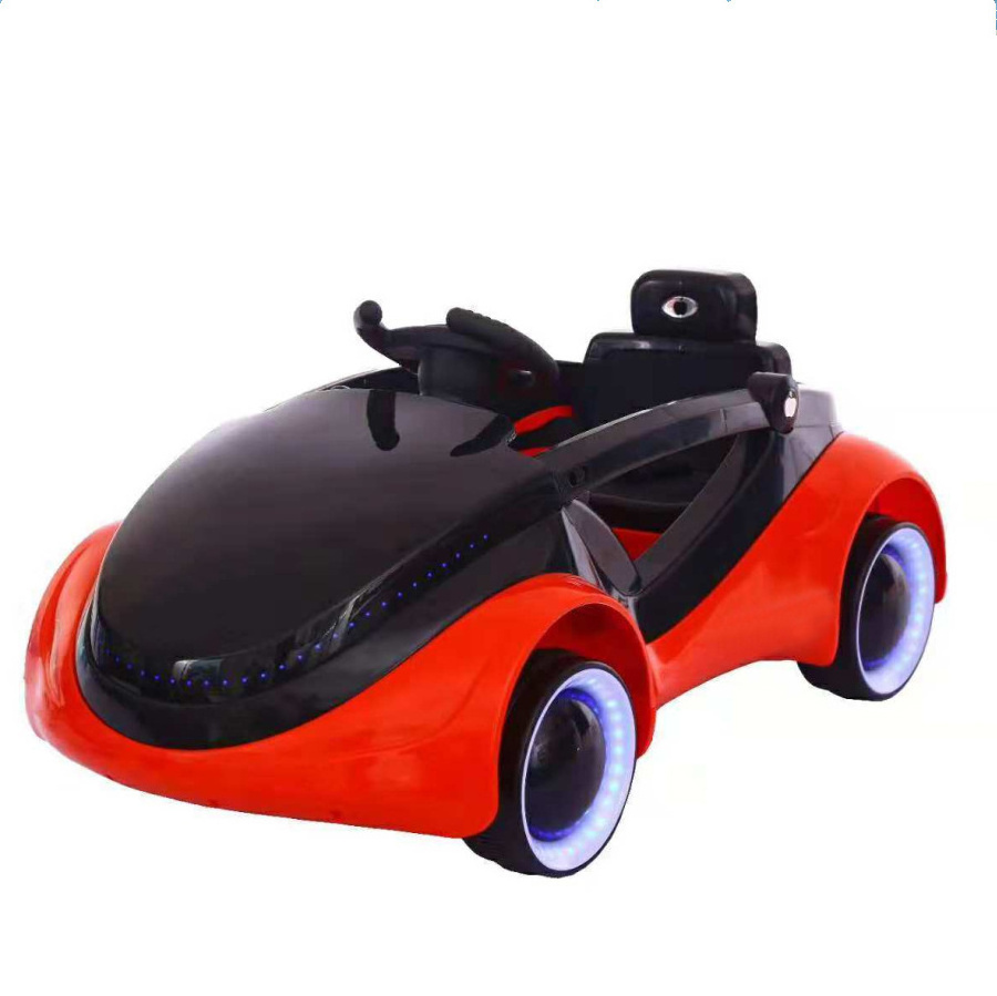 Children's electric car four-wheel flash with remote control can sit human boy and girl baby rocking charging toy stroller