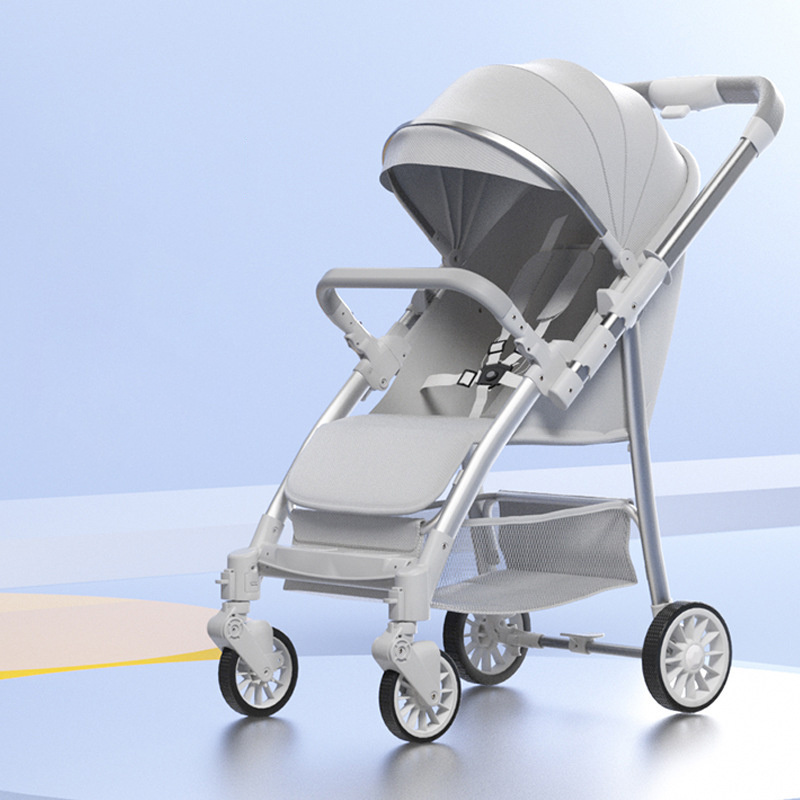 Portable baby stroller Portable and easy to fold shock absorbent bidirectional can sit and lie umbrella car baby walking device