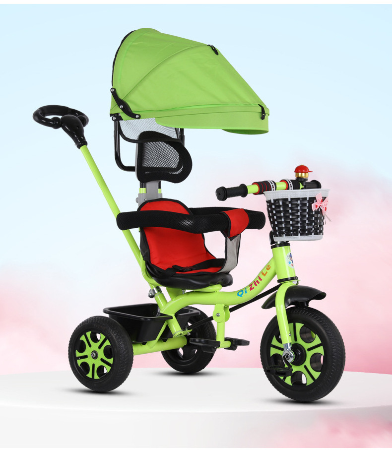 New foldable pedal tricycle with cover 1-3-6 Children's tricycle can be customized LOGO hand-pushed children's tricycle