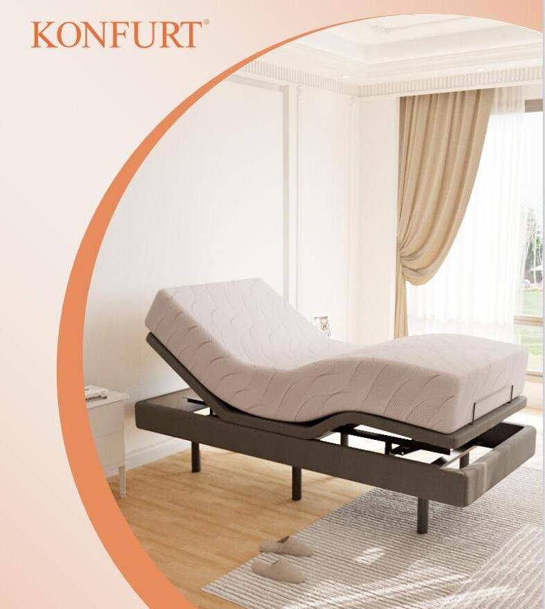 Split King Okin Motor Wireless Remote Control Multi-function Lifting Massage Electric Bed Frame with Memory Foam Mattress