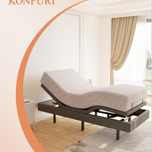 Split King Okin Motor Wireless Remote Control Multi-function Lifting Massage Electric Bed Frame with Memory Foam Mattress