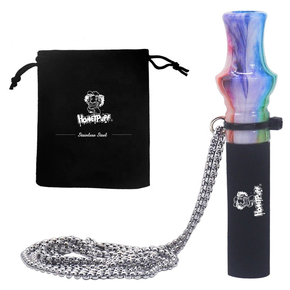 Custom Logo Wholesale Handmade Colorful Acrylic Hookah Shisha Mouth Tip With Stainless Steel Chain