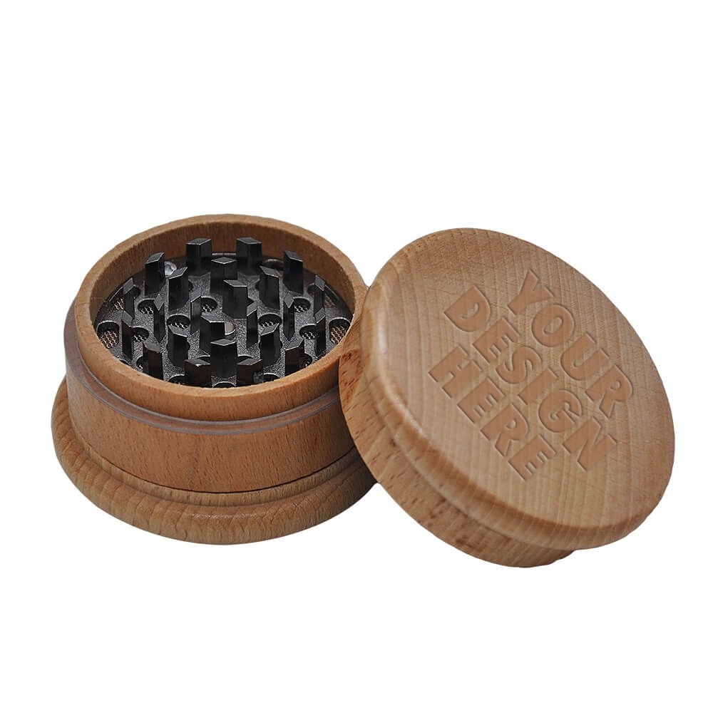 Starbuss 2.5 Inches 3-piece Wood Tobacco Grinder Solid Wooden Herb Grinder Crusher With Zinc Alloy Teeth