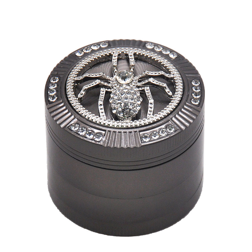 New Zinc Alloy 50mm Herb Grinder with Spider Decoration 4 parts herb crusher smoking accessories herb mill