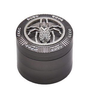 New Zinc Alloy 50mm Herb Grinder with Spider Decoration 4 parts herb crusher smoking accessories herb mill