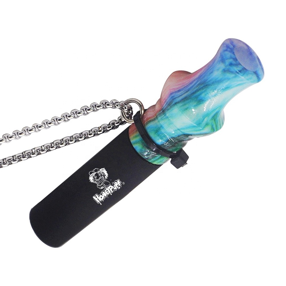 Custom Logo Wholesale Handmade Colorful Acrylic Hookah Shisha Mouth Tip With Stainless Steel Chain