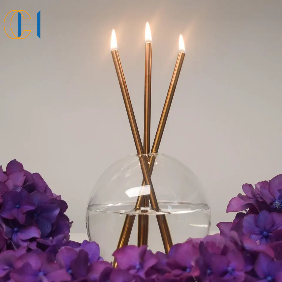 C&H Clean Burning Smoke Free Oil Candle Metal Steel Waxless Everlasting Candles Sticks