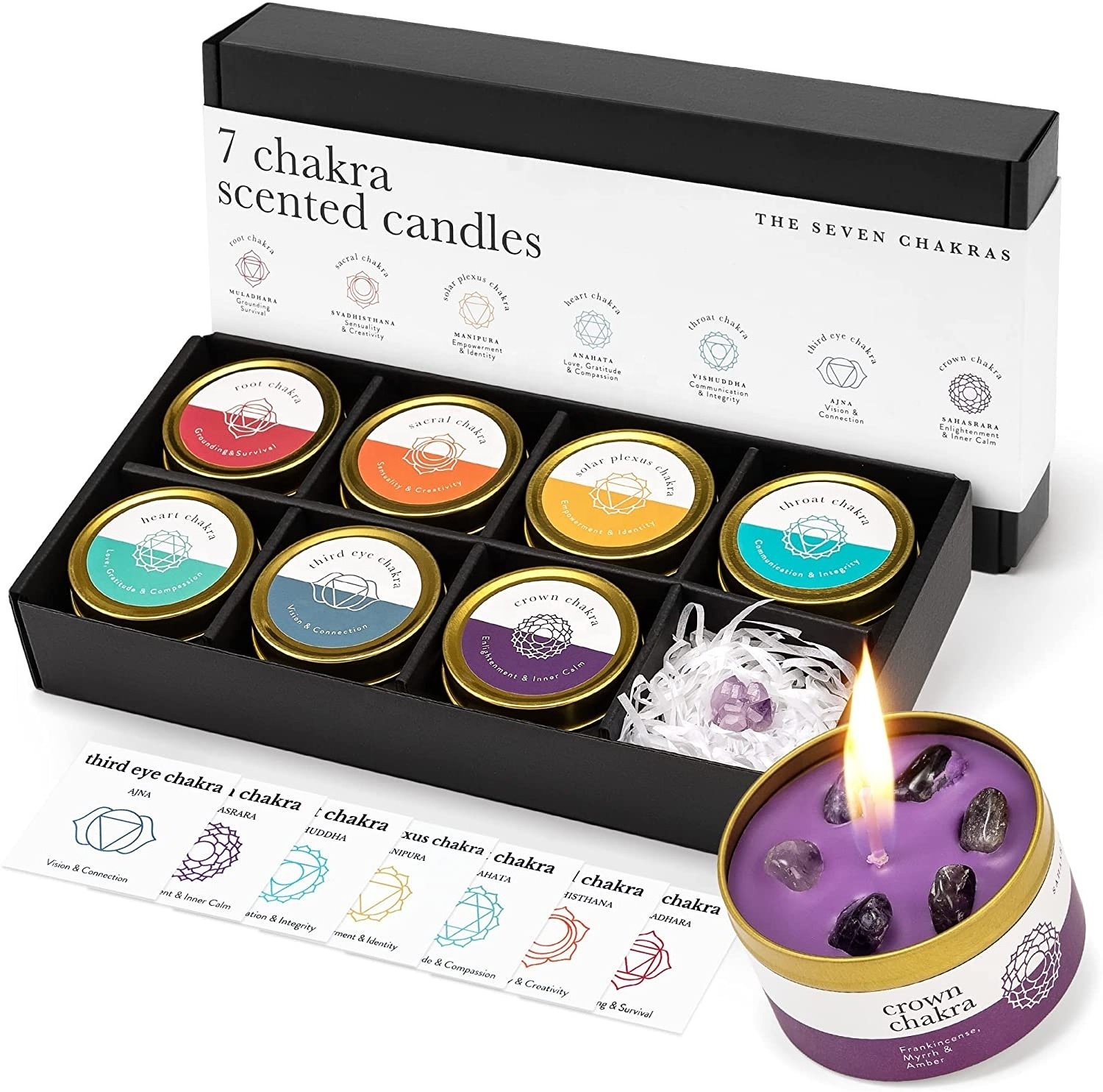 2023 Customized Scents Fragrance manifestation gift pack Christmas Aromatherapy Healing Crystals Natural Scented Soy Wax Candles