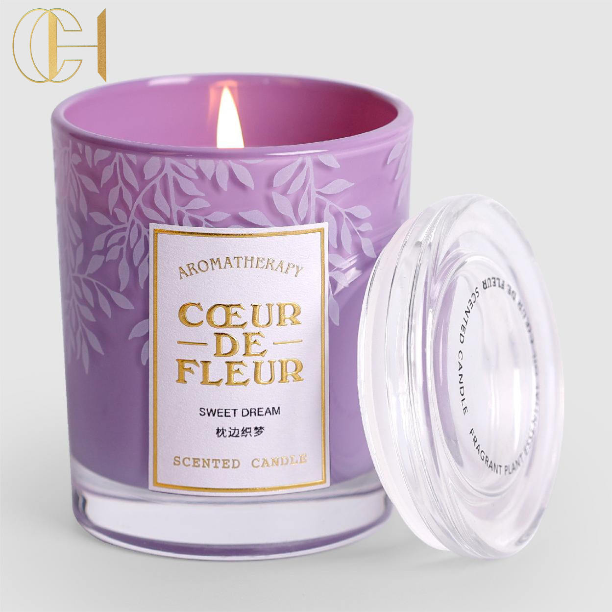 C&H Luxury 10oz Pillar Candle 60% Sandalwood and Pear Soy Wax Aromatherapy Scent Rose Candle