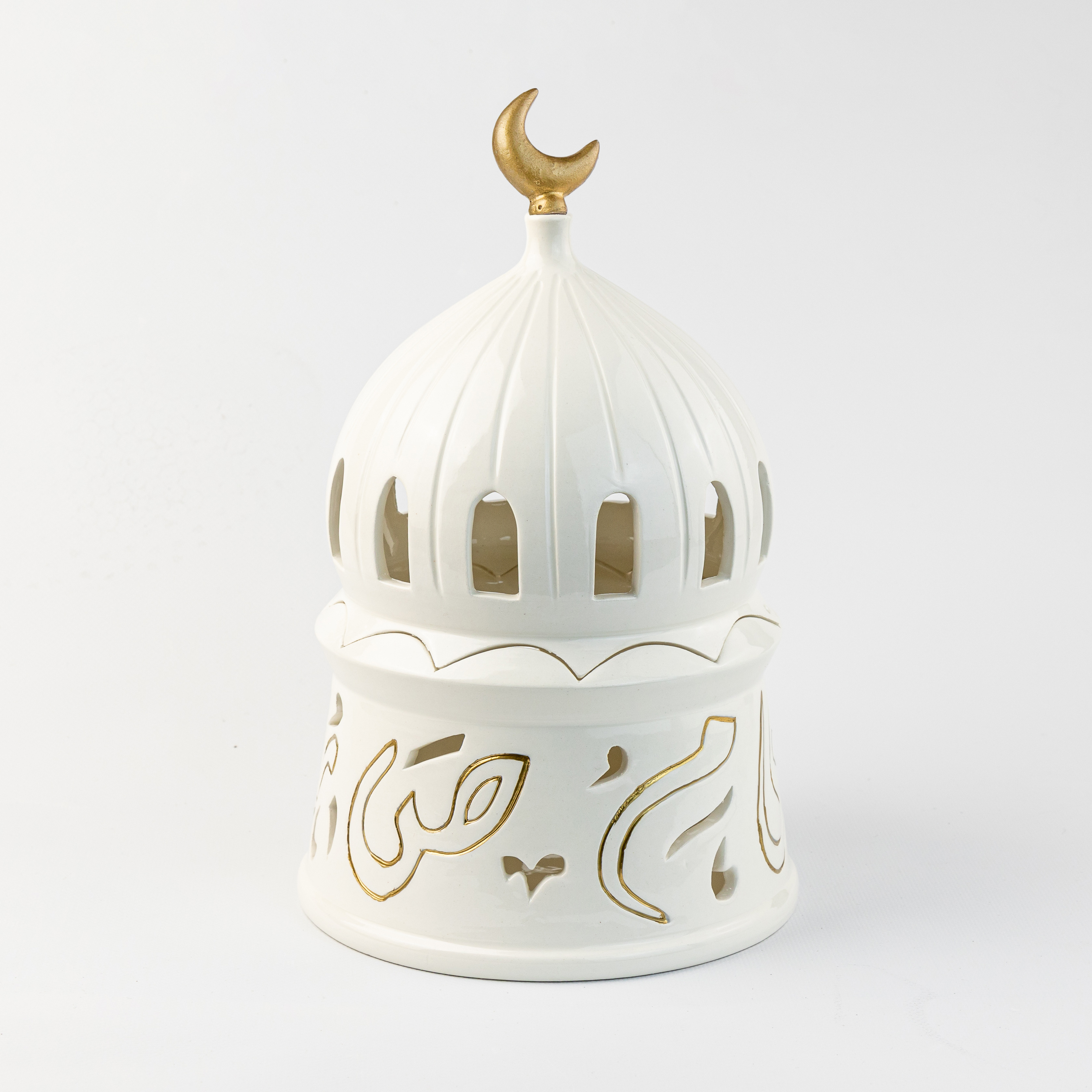 C&H Hot Sale Mosque Shape Ramadan Candle Holder Islamic Vela Wholesale Religious Catholic Ramadan Candle With Gold Crescent Moon