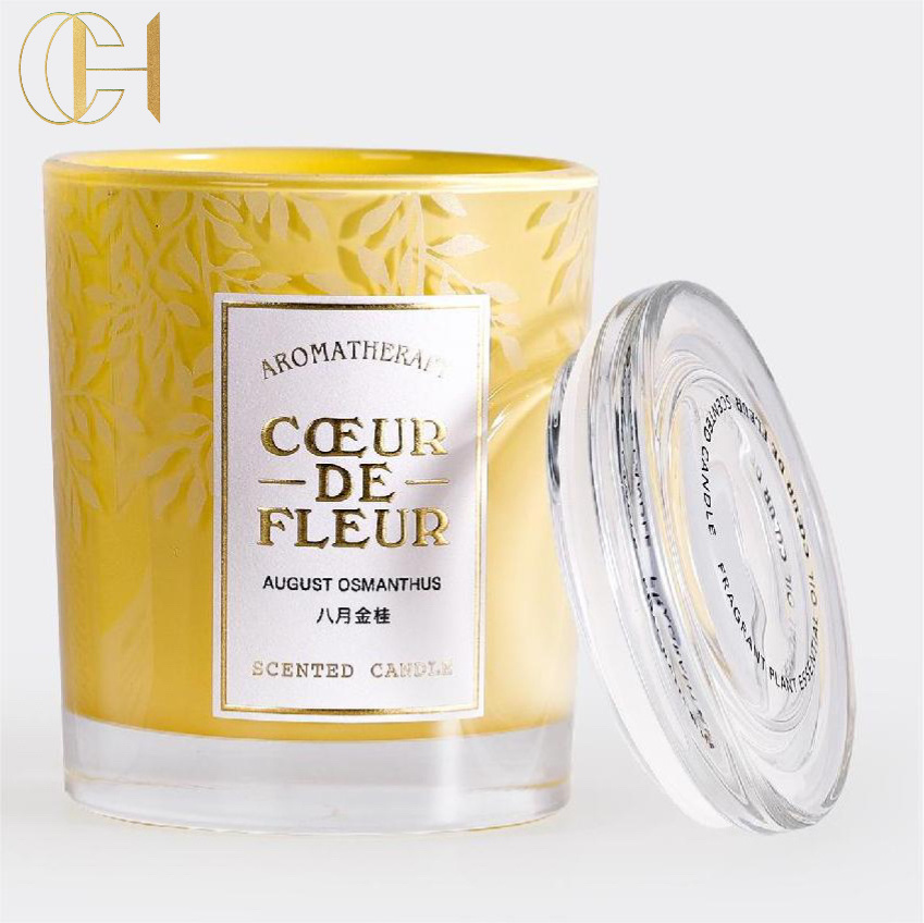 C&H Luxury 10oz Pillar Candle 60% Sandalwood and Pear Soy Wax Aromatherapy Scent Rose Candle