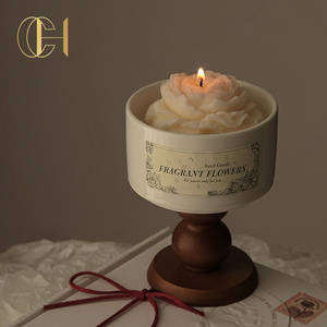 C&H Wholesale Luxury Camellia Ceramic Cups Unique Refined Warm Vintage Goblet Scented Candle