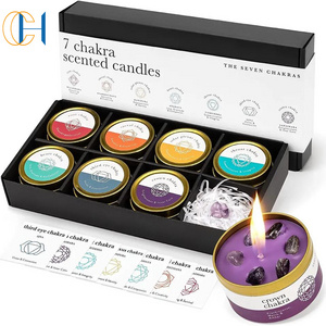 C&H Customized 7 day Chakra Tea Light Yoga Candle Manifestation Scented Healing Small Root tealight Crystal Candle